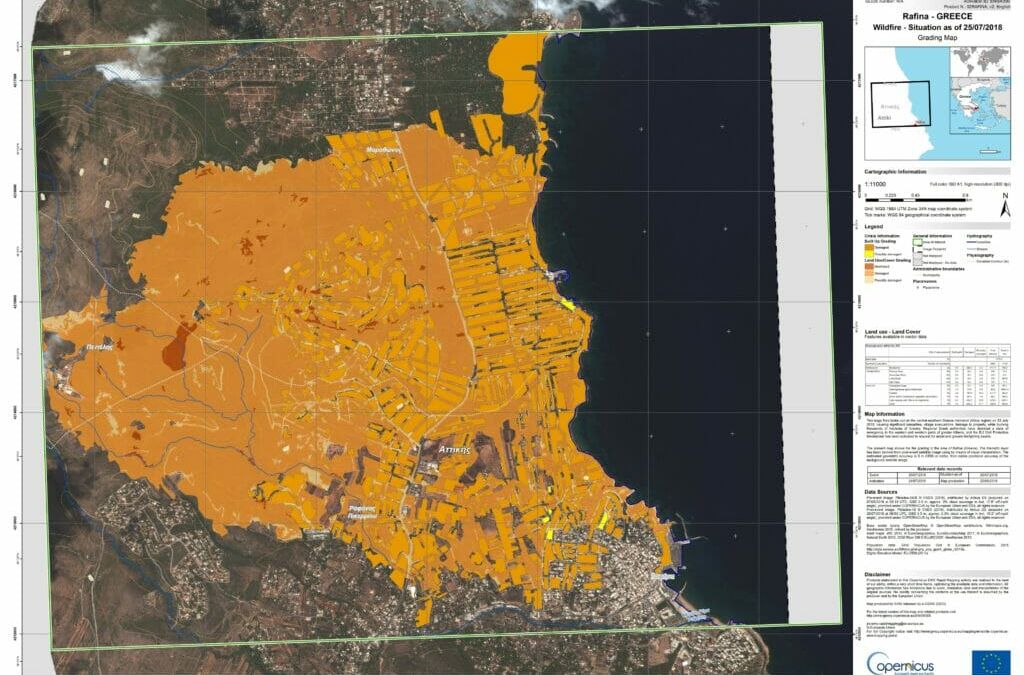 Die von der Waldbrand betroffene Fläche. Quelle: Copernicus Emergency Management Service — Mapping