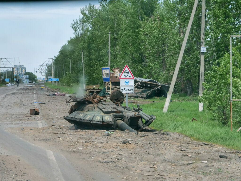 Kriegsschäden in Tsykurny.